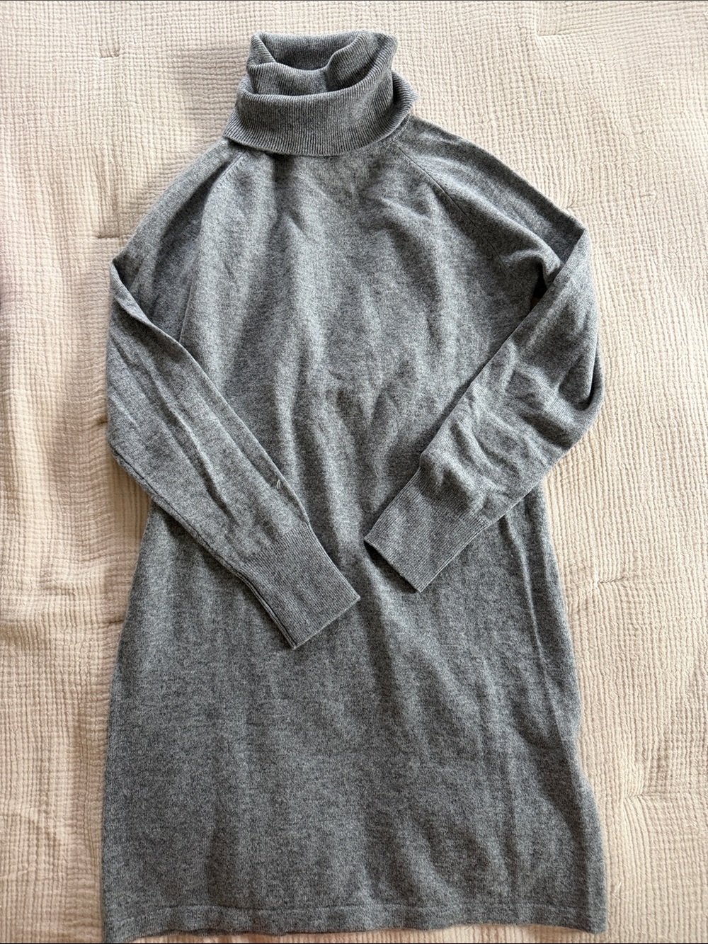 Quince Gray Cashmere Blend Turtleneck Dress